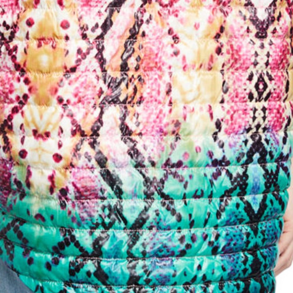 Think Royln The Heroine Oversized Quilted Python-Print Down Poncho Puffy XS/S - Picture 8 of 9